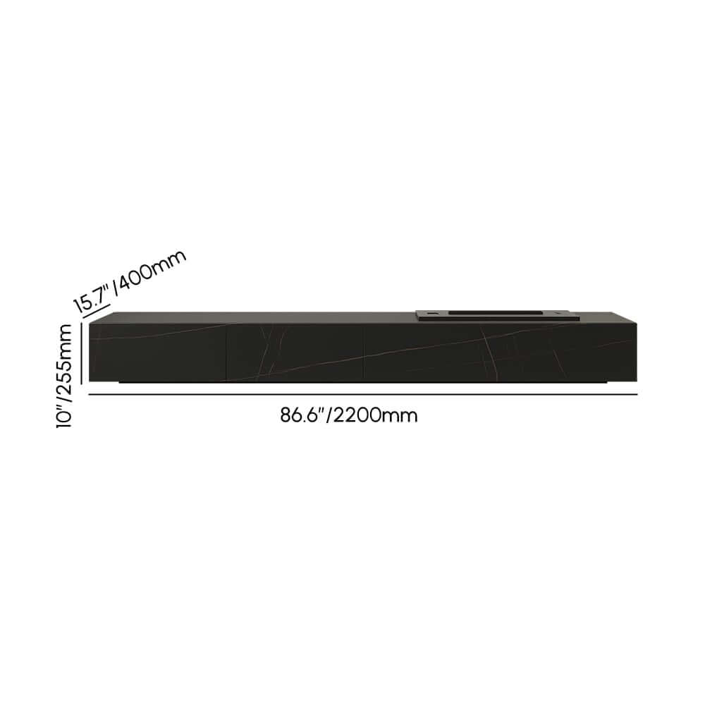 Modern Matte Black TV Stand With Electric Fireplace Dimensions