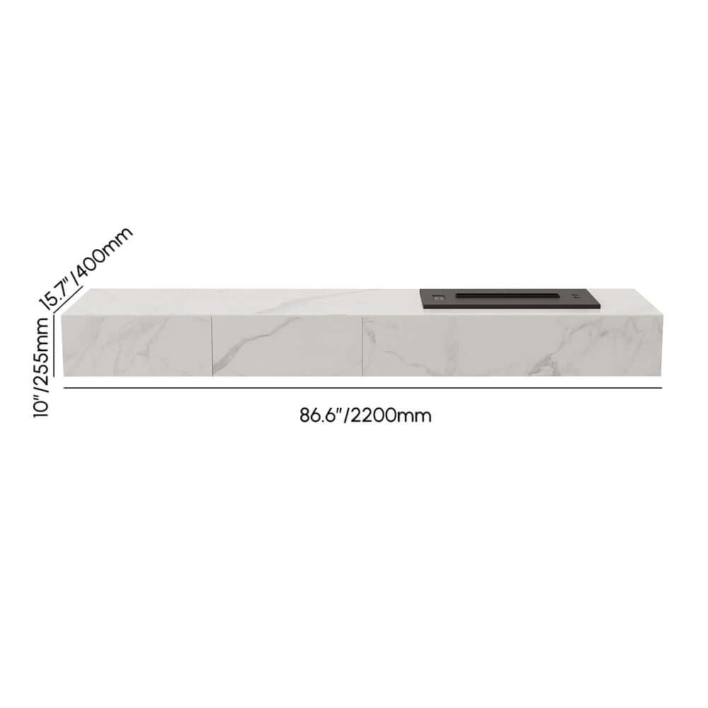 Modern Matte Black TV Stand With Electric Fireplace Dimensions