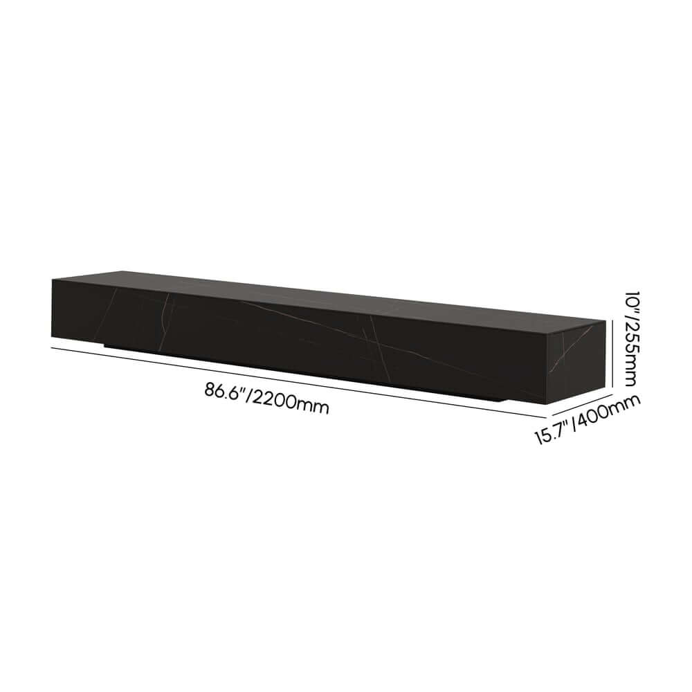 Modern Matte Black TV Stand With Electric Fireplace Dimensions