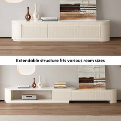 Modern Matte Ivory TV Stand With Sintered Stone Top