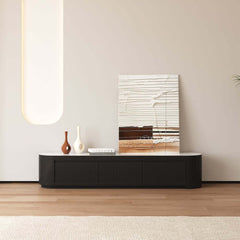 Modern Matte Ivory TV Stand With Sintered Stone Top