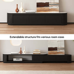 Modern Matte Ivory TV Stand With Sintered Stone Top
