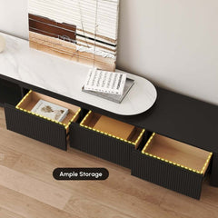 Modern Matte Ivory TV Stand With Sintered Stone Top
