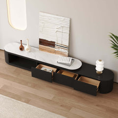 Modern Matte Ivory TV Stand With Sintered Stone Top