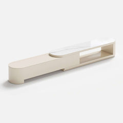 Modern Matte Ivory TV Stand With Sintered Stone Top