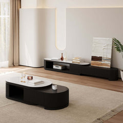 Modern Matte Ivory TV Stand With Sintered Stone Top