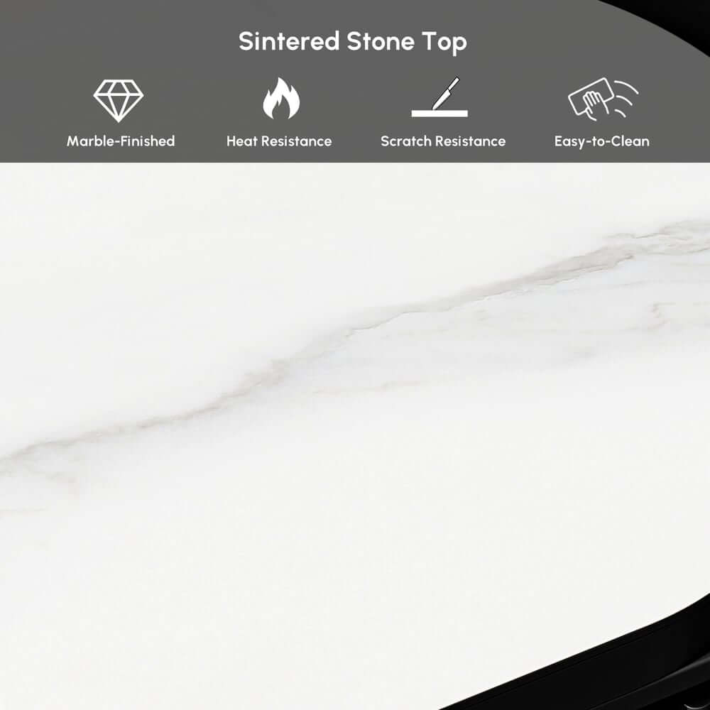 Modern Matte Ivory TV Stand With Sintered Stone Top