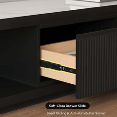 Modern Matte Ivory TV Stand With Sintered Stone Top
