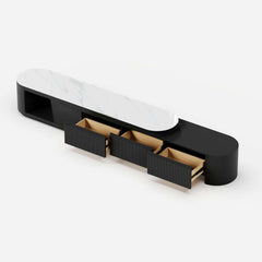 Modern Matte Ivory TV Stand With Sintered Stone Top