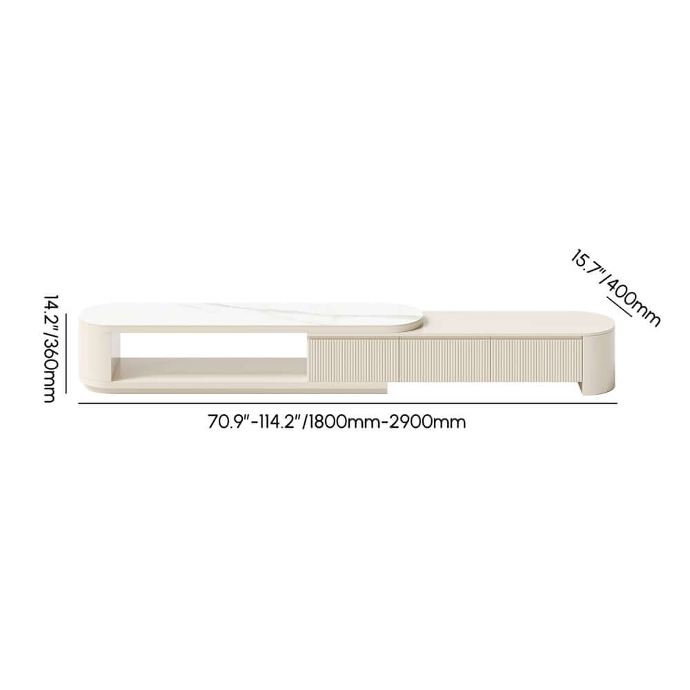 Modern Matte Ivory TV Stand With Sintered Stone Top Dimensions