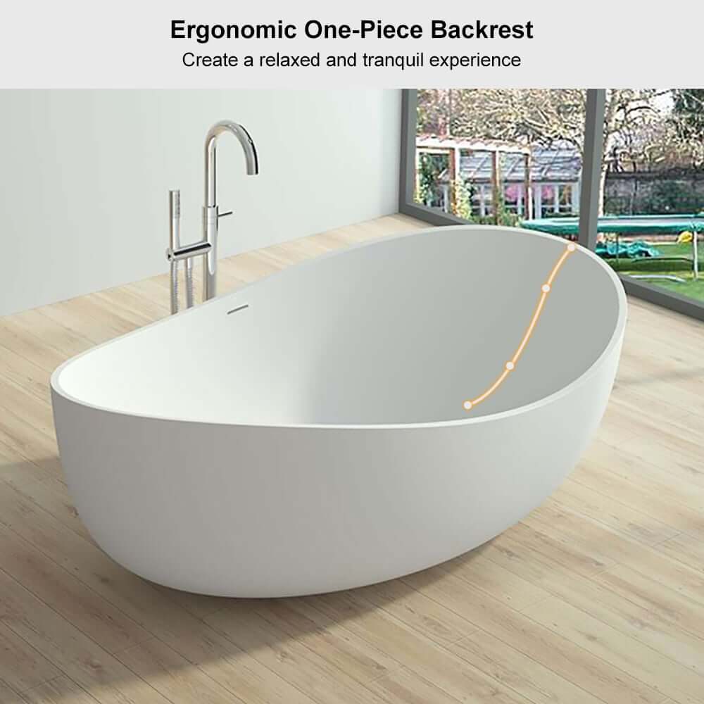 Modern Matte White Double Ended Freestanding Bathtub in Stone Resin