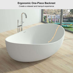 Modern Matte White Double Ended Freestanding Bathtub in Stone Resin