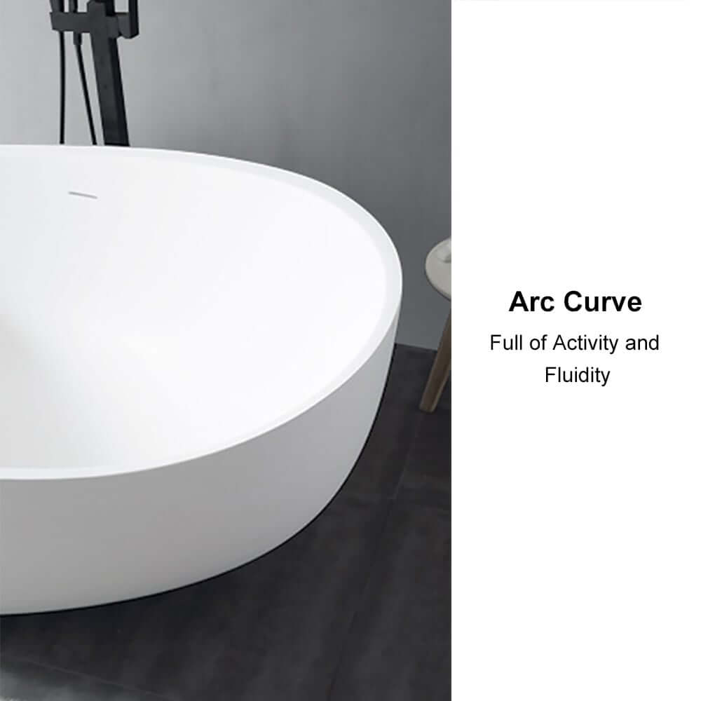 Modern Matte White Double Ended Freestanding Bathtub in Stone Resin