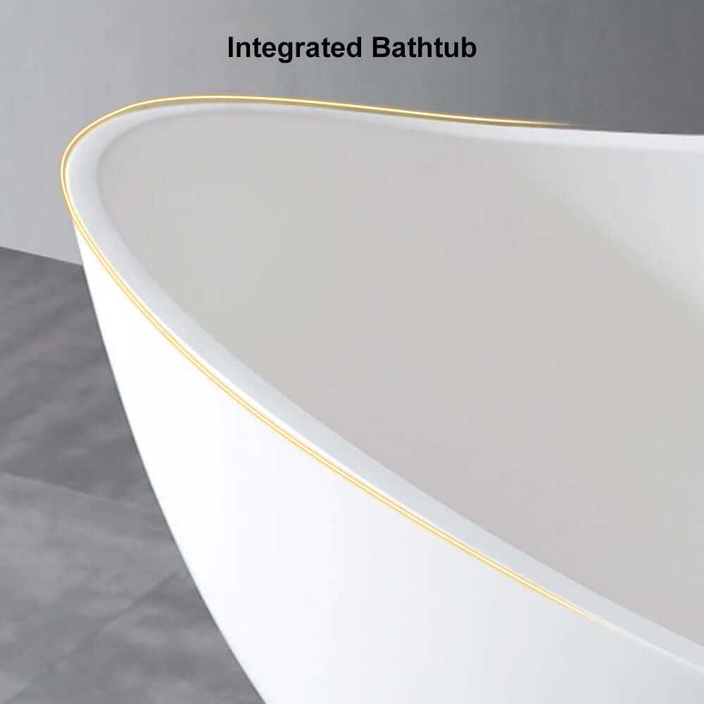 Modern Matte White Double Ended Freestanding Bathtub in Stone Resin
