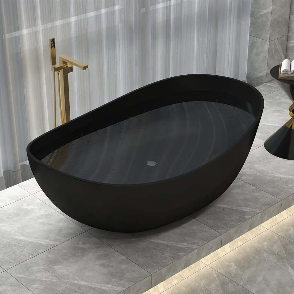 Modern Matte White Double Ended Freestanding Bathtub in Stone Resin