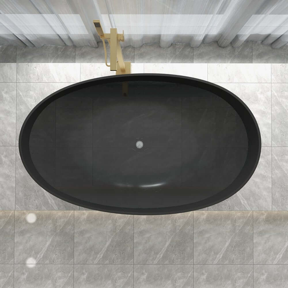 Modern Matte White Double Ended Freestanding Bathtub in Stone Resin