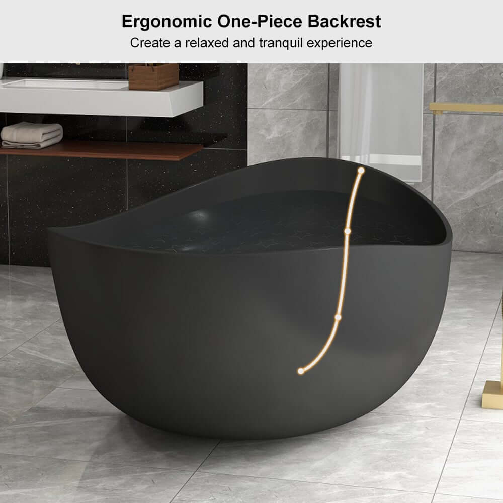 Modern Matte White Double Ended Freestanding Bathtub in Stone Resin