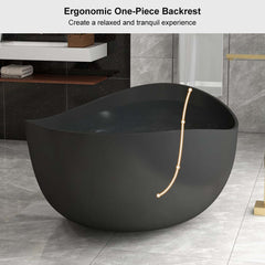 Modern Matte White Double Ended Freestanding Bathtub in Stone Resin