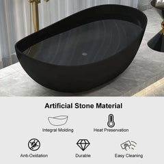 Modern Matte White Double Ended Freestanding Bathtub in Stone Resin