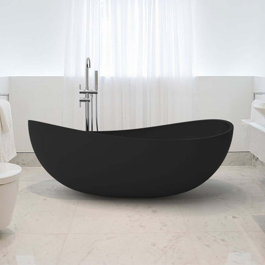 Modern Matte White Double Ended Freestanding Bathtub in Stone Resin