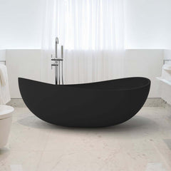 Modern Matte White Double Ended Freestanding Bathtub in Stone Resin