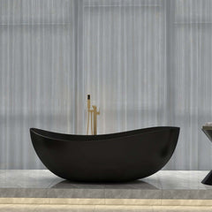 Modern Matte White Double Ended Freestanding Bathtub in Stone Resin