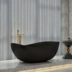 Modern Matte White Double Ended Freestanding Bathtub in Stone Resin