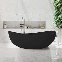 Modern Matte White Double Ended Freestanding Bathtub in Stone Resin