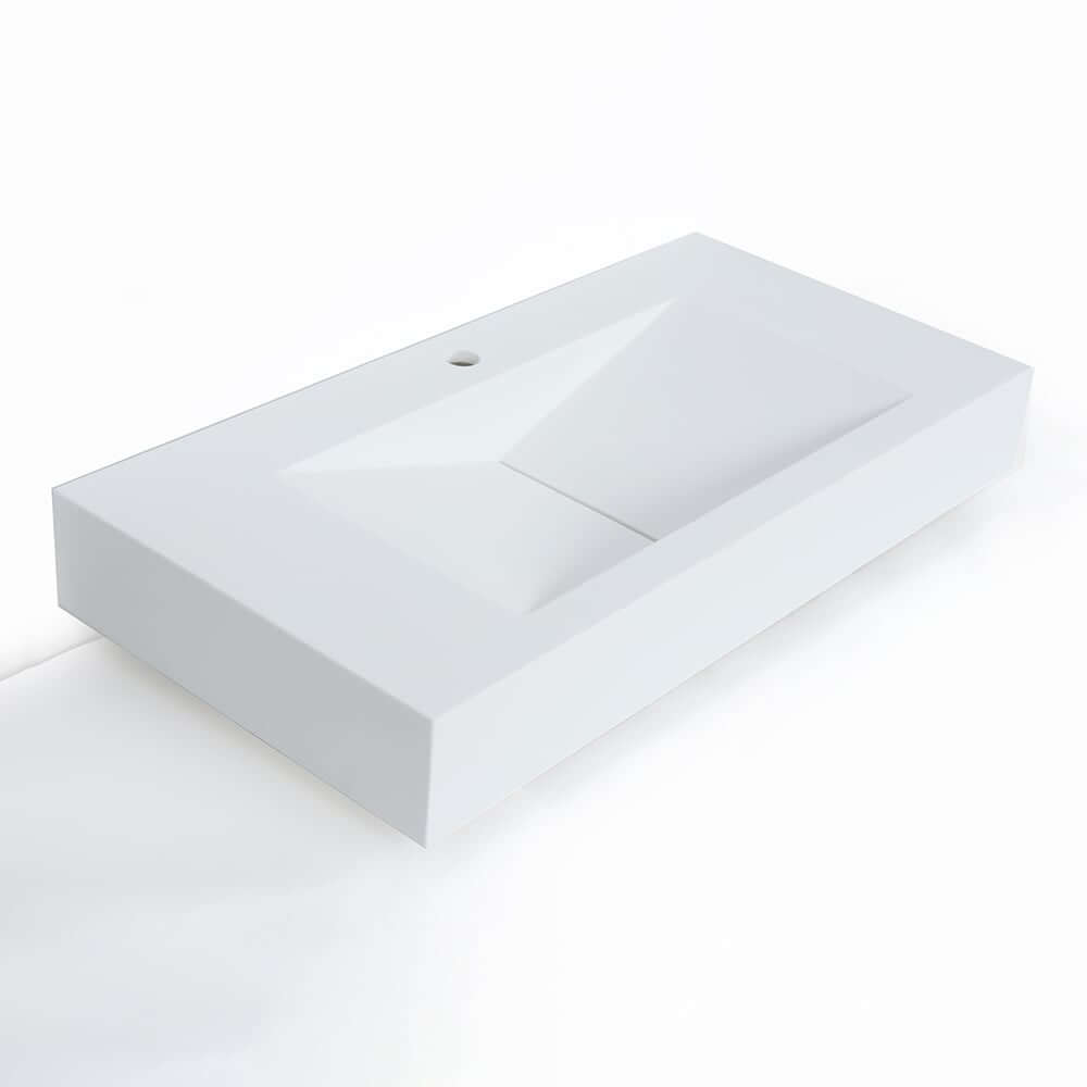 Modern Matte White Wall Mounted Sink - Solid Surface Stone Resin