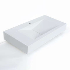 Modern Matte White Wall Mounted Sink - Solid Surface Stone Resin