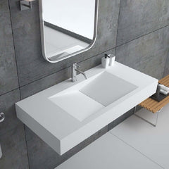 Modern Matte White Wall Mounted Sink - Solid Surface Stone Resin