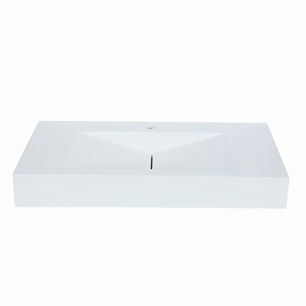 Modern Matte White Wall Mounted Sink - Solid Surface Stone Resin