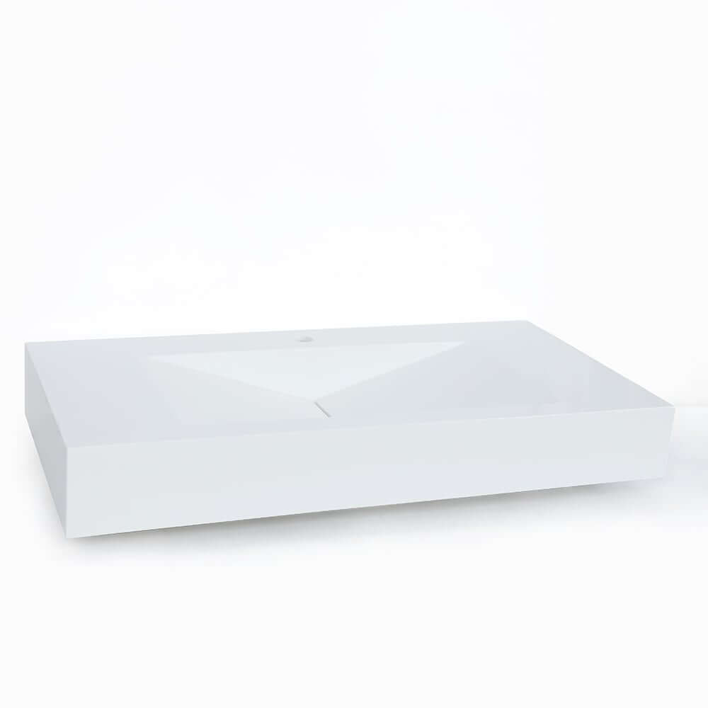 Modern Matte White Wall Mounted Sink - Solid Surface Stone Resin