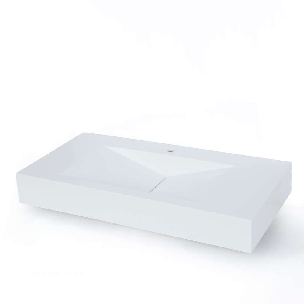 Modern Matte White Wall Mounted Sink - Solid Surface Stone Resin