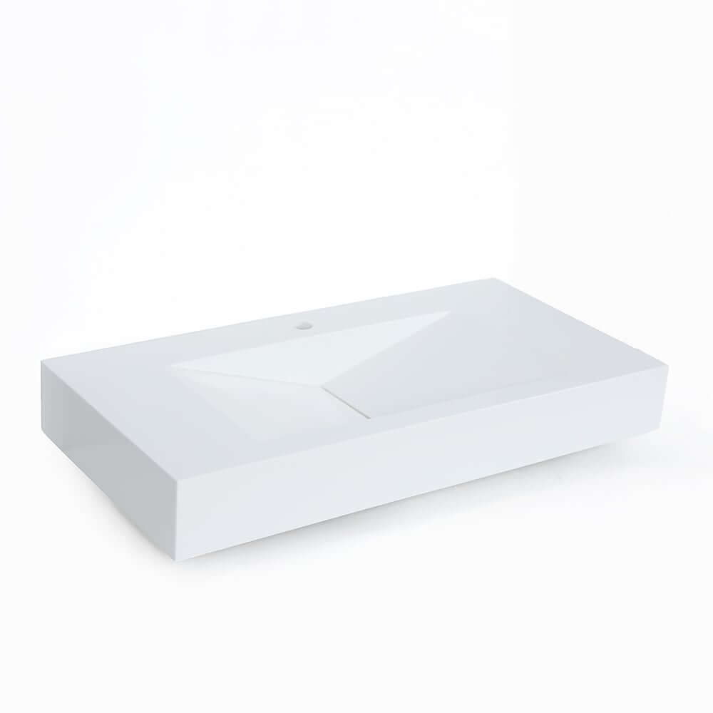 Modern Matte White Wall Mounted Sink - Solid Surface Stone Resin