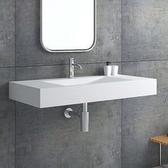 Modern Matte White Wall Mounted Sink - Solid Surface Stone Resin