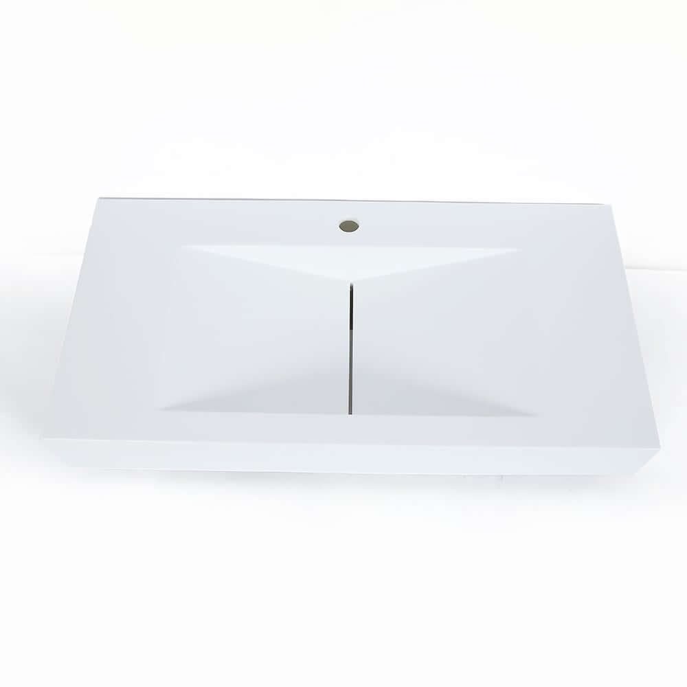 Modern Matte White Wall Mounted Sink - Solid Surface Stone Resin