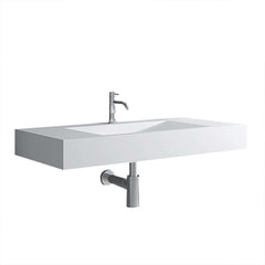 Modern Matte White Wall Mounted Sink - Solid Surface Stone Resin