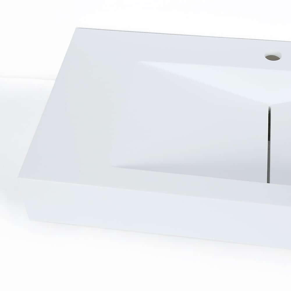 Modern Matte White Wall Mounted Sink - Solid Surface Stone Resin
