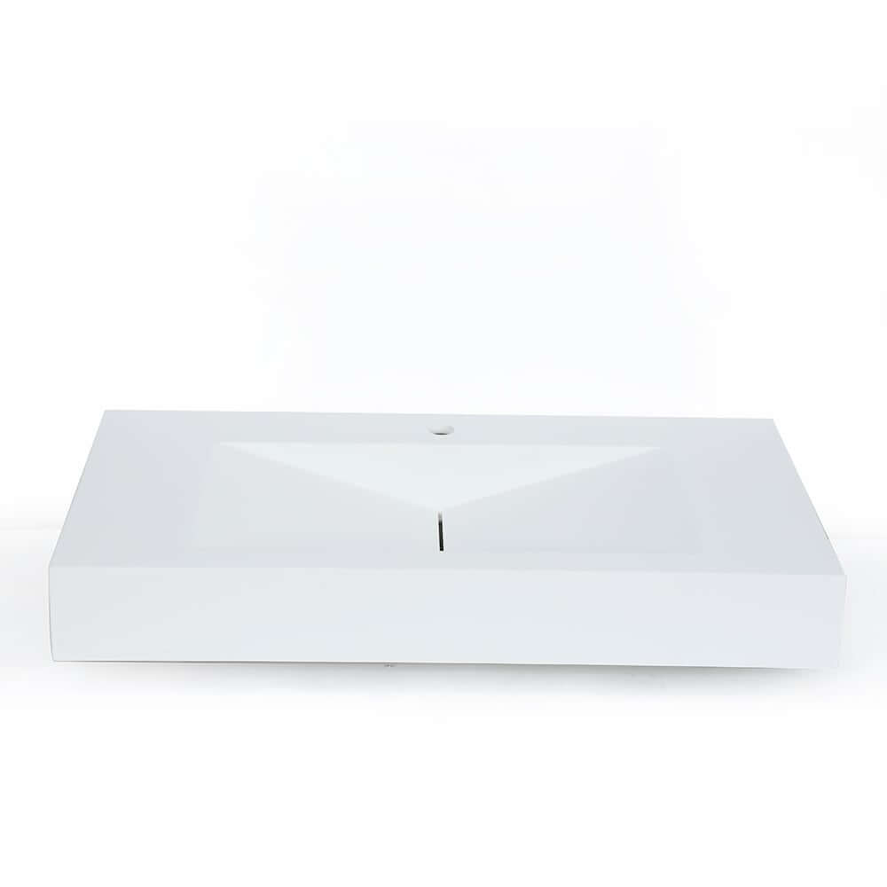 Modern Matte White Wall Mounted Sink - Solid Surface Stone Resin