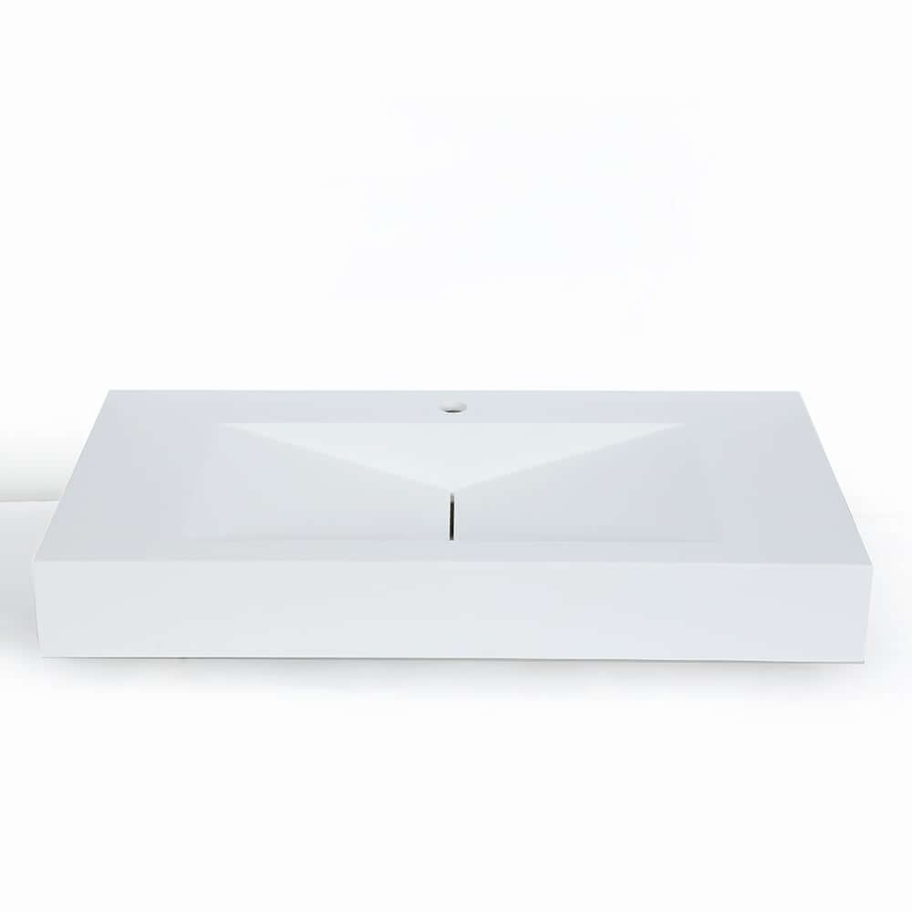 Modern Matte White Wall Mounted Sink - Solid Surface Stone Resin
