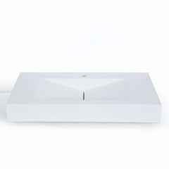 Modern Matte White Wall Mounted Sink - Solid Surface Stone Resin