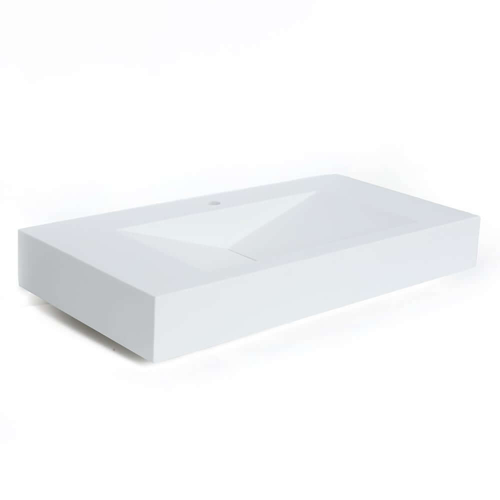Modern Matte White Wall Mounted Sink - Solid Surface Stone Resin