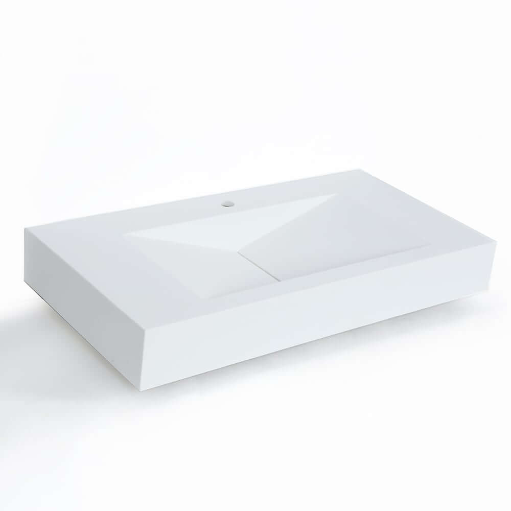 Modern Matte White Wall Mounted Sink - Solid Surface Stone Resin