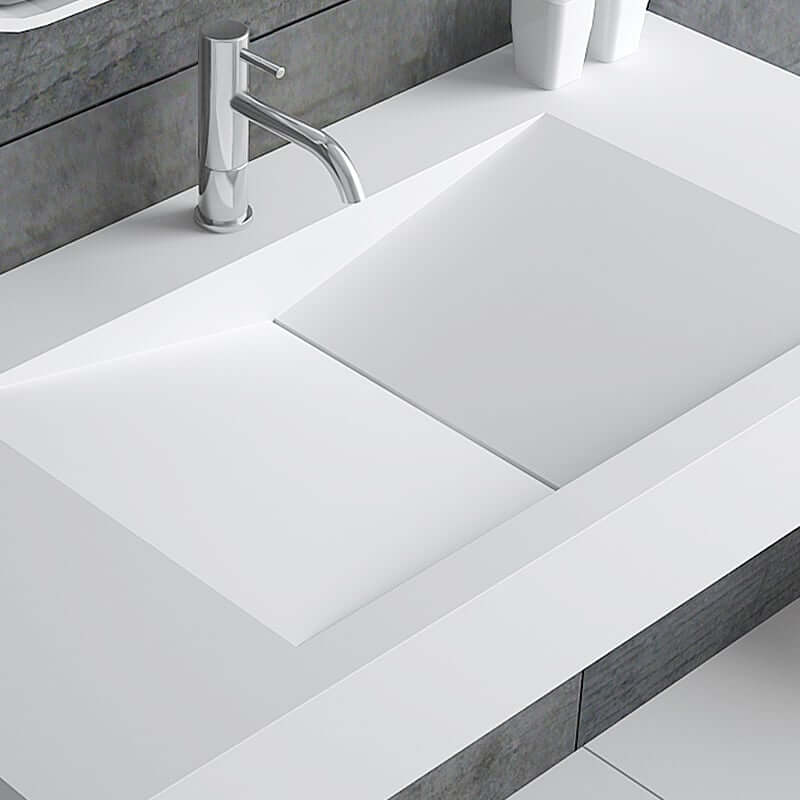 Modern Matte White Wall Mounted Sink - Solid Surface Stone Resin