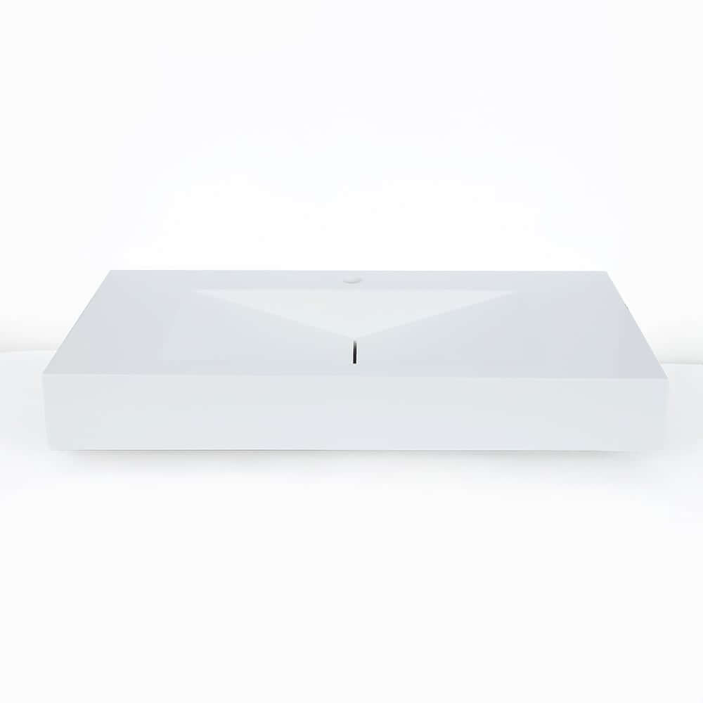 Modern Matte White Wall Mounted Sink - Solid Surface Stone Resin
