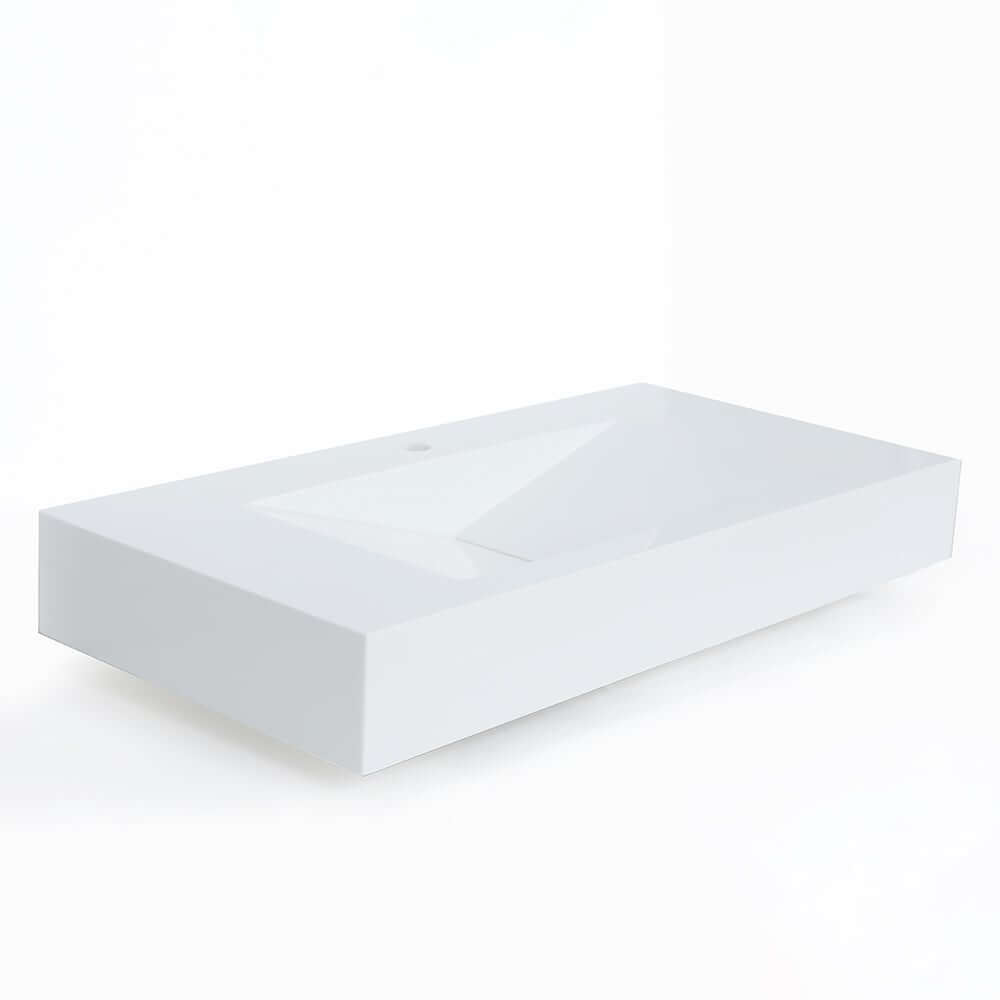 Modern Matte White Wall Mounted Sink - Solid Surface Stone Resin
