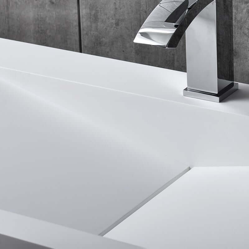Modern Matte White Wall Mounted Sink - Solid Surface Stone Resin