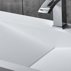 Modern Matte White Wall Mounted Sink - Solid Surface Stone Resin