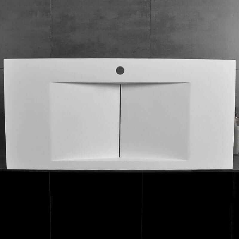 Modern Matte White Wall Mounted Sink - Solid Surface Stone Resin
